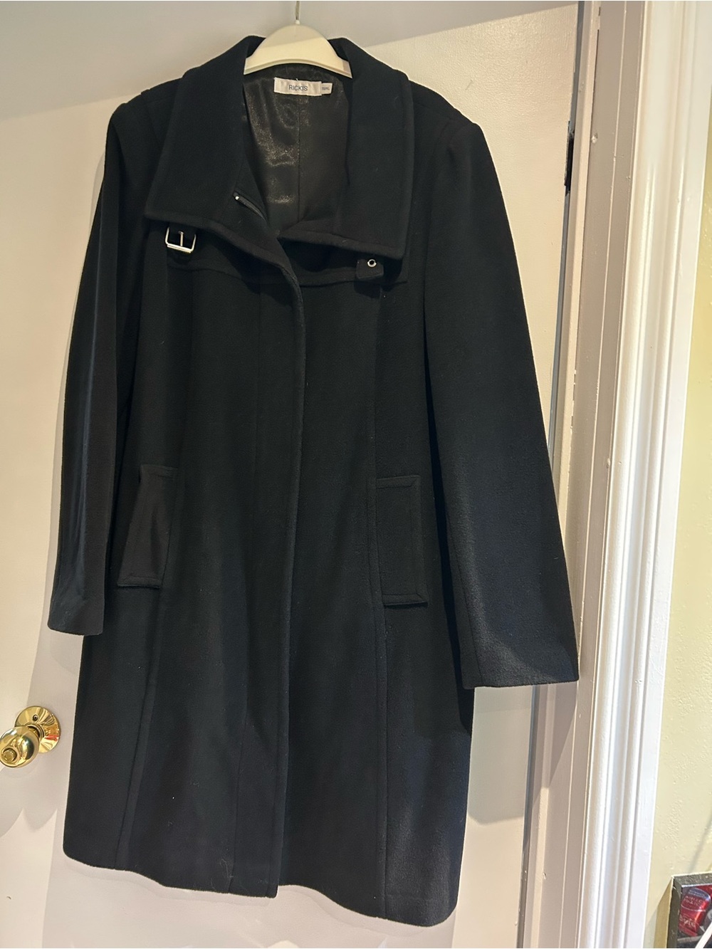 Ricki's Black Wool-Blend High Collar Coat
XL